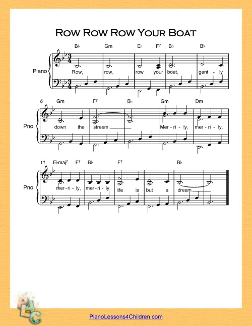Row Row Row Your Boat Lyrics YouTube Videos Free Sheet Music For Piano