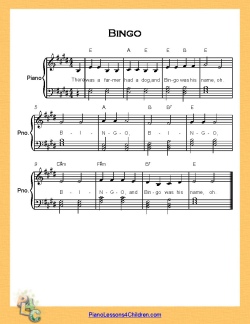Bingo - lyrics, videos &amp; free sheet music for piano