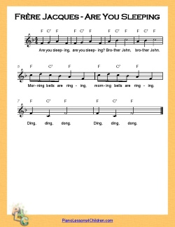 Frere Jacques Are You Sleeping Lyrics Videos Free Sheet Music For Piano