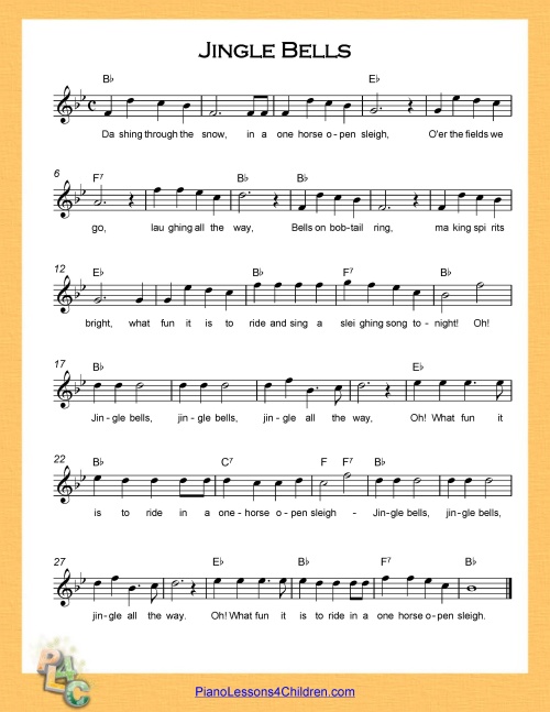Jingle Bells Lyrics Videos Free Sheet Music For Piano