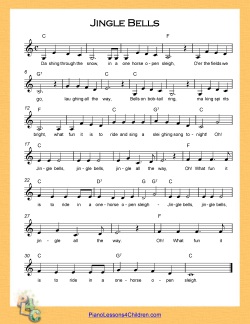 Jingle Bells  Beginner piano sheet music - Galaxy Music Notes