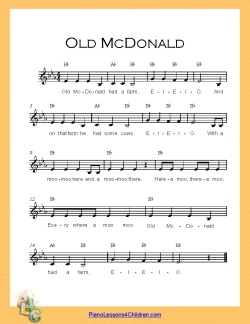 Old McDonald Had a Farm - lyrics, videos & free sheet music for piano