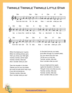 Twinkle Twinkle Little Star Lyrics Videos Free Sheet Music For Piano