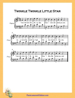 Twinkle Twinkle Little Star - lyrics, videos & free sheet music for piano