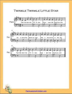 Piano lesson — Twinkle Twinkle Little Star in D major