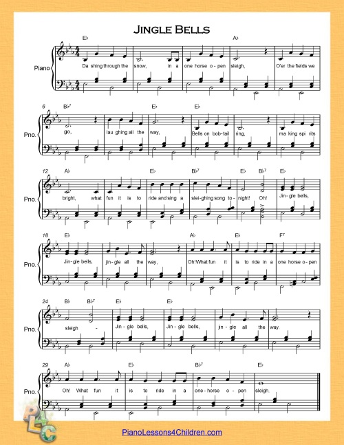 Jingle Bells (Lead sheet with lyrics ) Sheet music for Piano (Solo) Easy